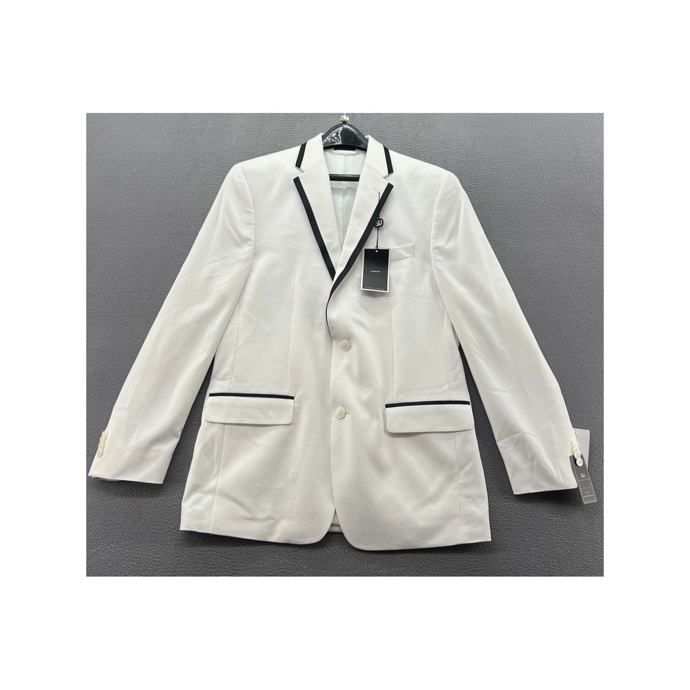 Sean John Santore Jacket Men's 40L White Black Trim Stretch Blazer NWT